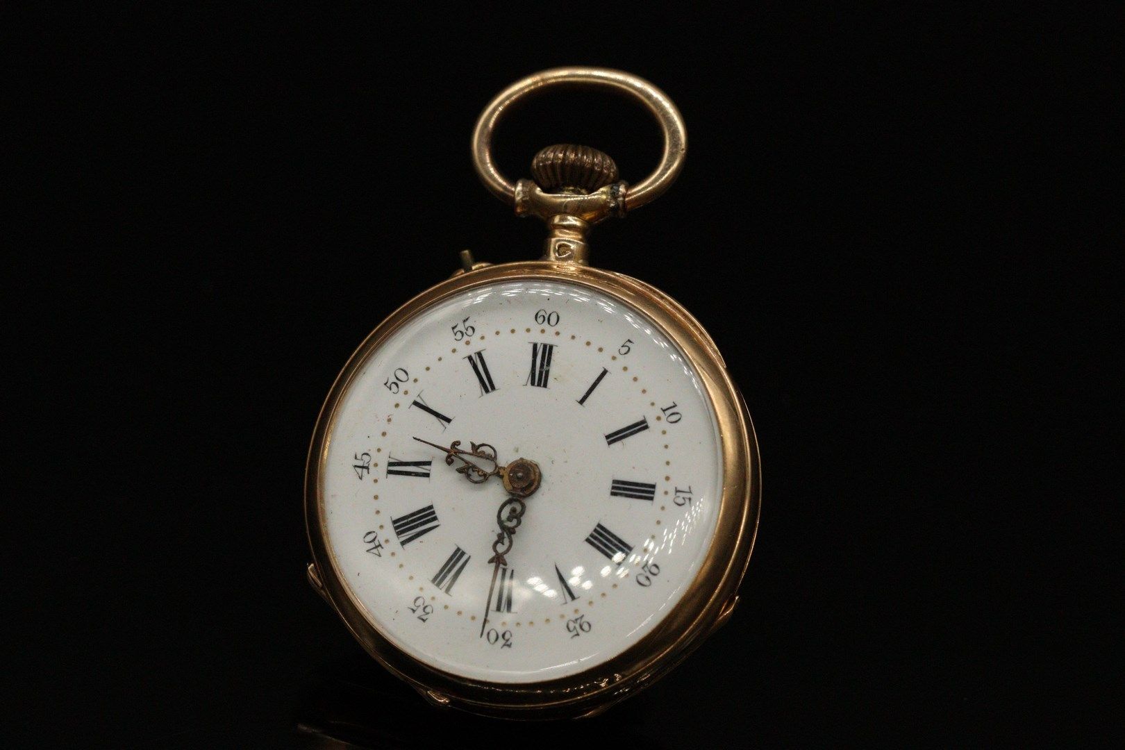 Null Reloj de cuello en oro amarillo de 18k (750), esfera de esmalte blanco con &hellip;