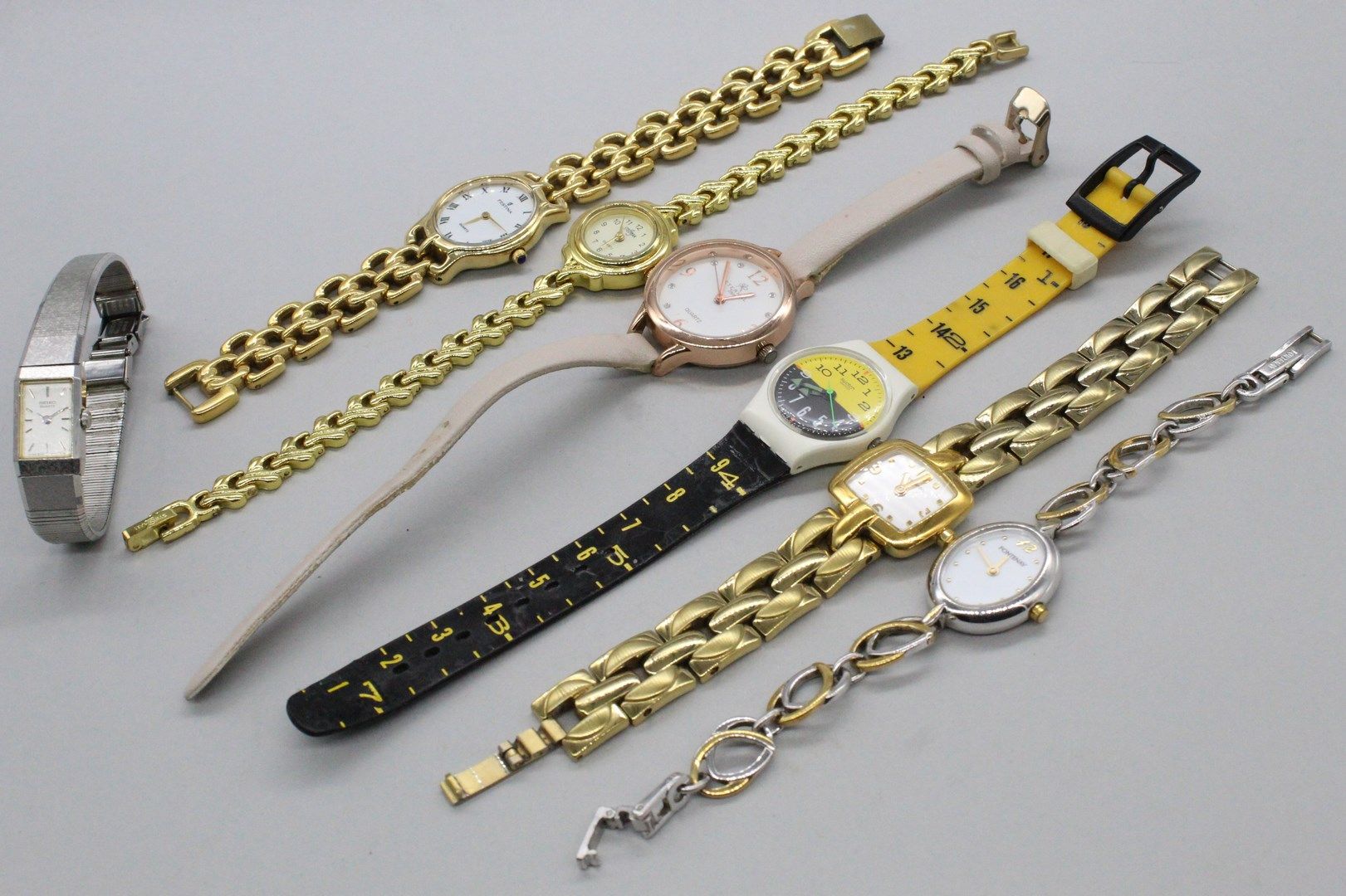 Null Lot de sept montres bracelet fantaises de dame comprenant SEIKO, ETERNEL LO&hellip;