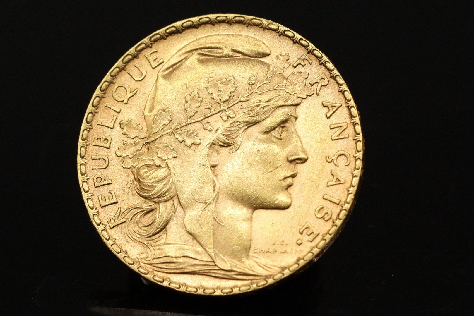 Null Moneda de oro de 20 francos con gallo (1902)

Peso: 6,46 g.