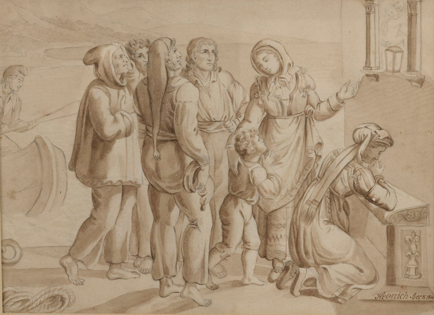 Null BECK Johann Heinrich

德绍 1788 -1875

跪在地上祈祷的妇女和村民在一幅圣母子画和一个小灵位前。

黑石和棕色水洗。从&hellip;