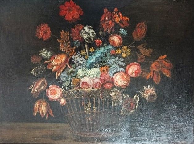 Null 法国学校

在17世纪下半叶的品味中



夹板上的花篮

布面油画（翻转和修复



H.72,4 - W. 96,5 cm