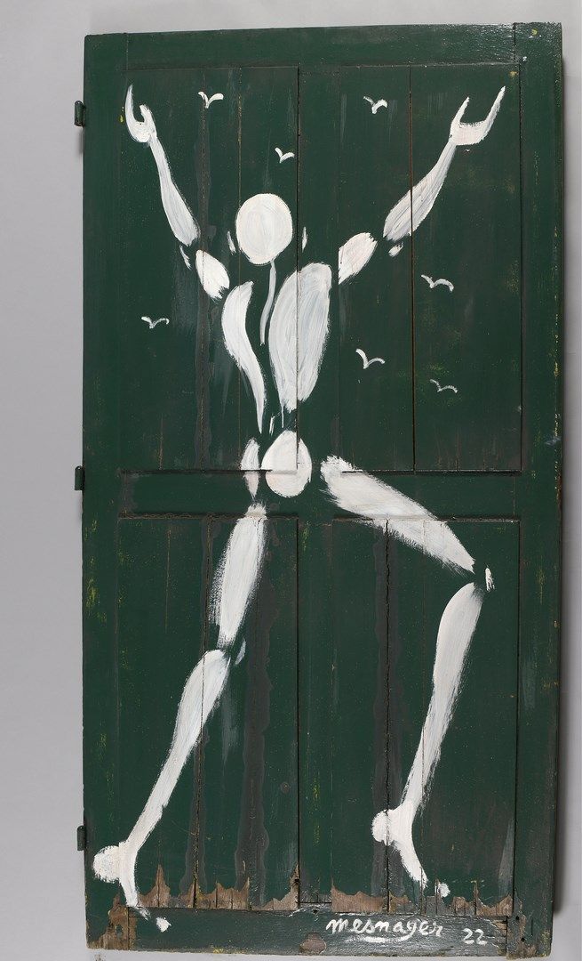 MESNAGER Jerôme (né en 1961) 
Corps blanc sur une porte, 2022 
Peinture sur port&hellip;