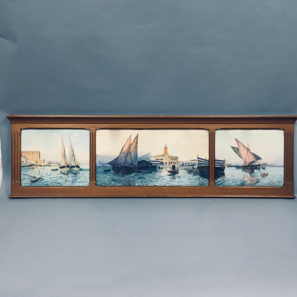 Null REY Alphonse (1865-1938)

北非的港口，水彩画（三联画），右下角有签名，用木框展示。



画框的尺寸：35.50 × 126&hellip;