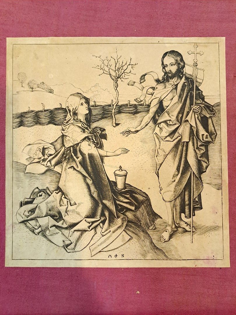 Null 肖戈尔-马丁(后)

基督向抹大拉的马利亚显现（Noli me tangere）。

铜，纸

16.9 x 16.4厘米

日照和污渍