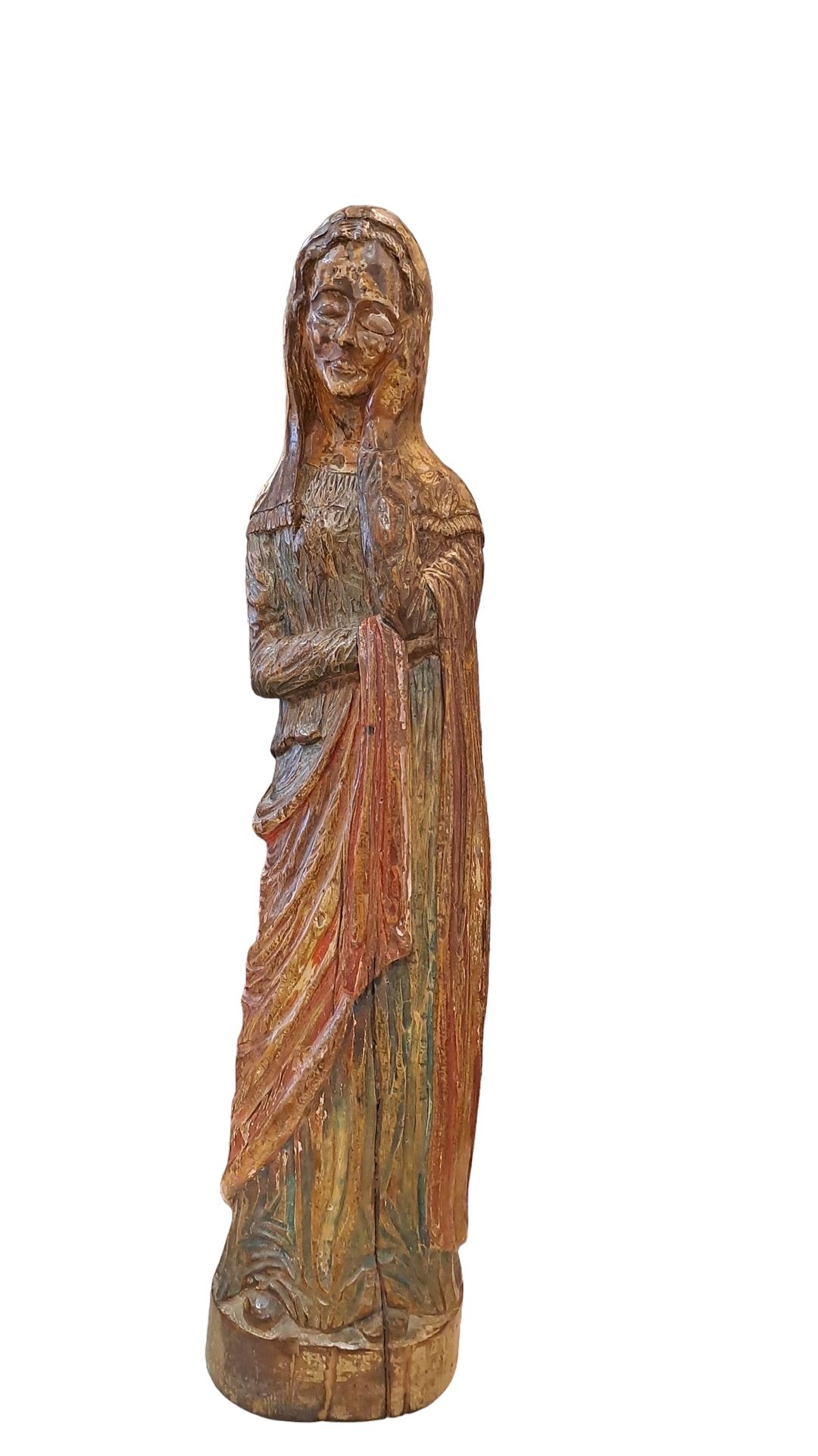 Null 
Importante sculpture en bois polychrome représentant la Sainte Vierge, sa &hellip;