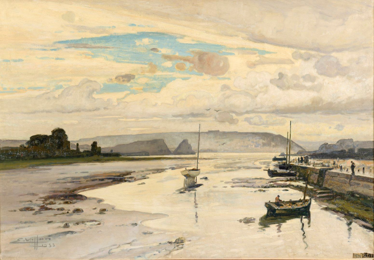 Null 维龙-欧仁，1879-1951年

菲尼斯泰尔省法乌的低潮，1933年

布面油画（有开裂的痕迹）

左下角有签名和日期，在展览标签的框架背面

80&hellip;