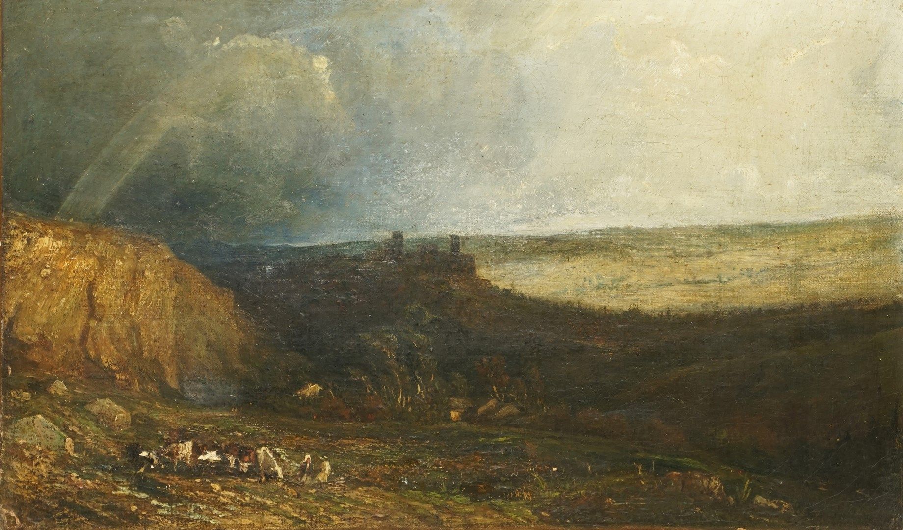 Null HUET保罗，1803-1869

奥弗涅的风景

布面油画（轻微修复）

无签名，边框上盖有红蜡PAUL HUET字样

21 x 36 厘米


&hellip;