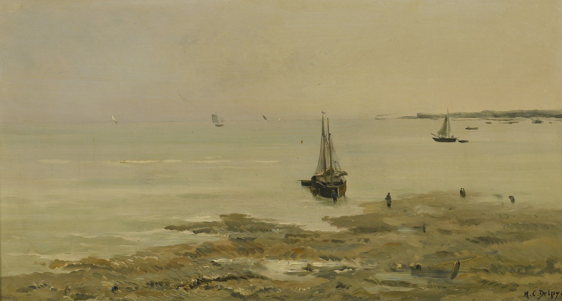 Null DELPY Hippolyte Camille, 1842-1910

Seaside with boats

oil on panel (small&hellip;
