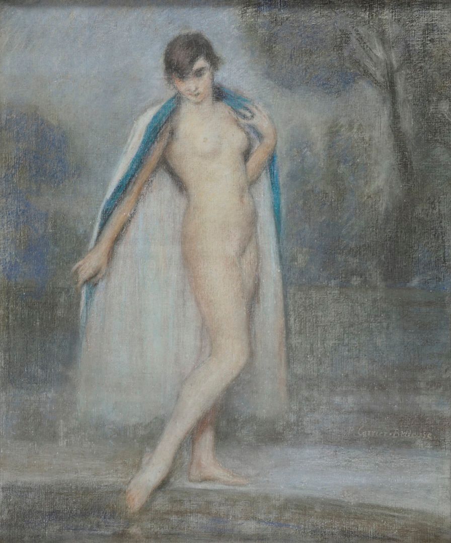 Null 卡里尔-贝勒鲁斯，1851-1932年

沐浴者

画布上的粉笔画（有些擦拭的痕迹）

右下方有签名

65 x 54,5 cm