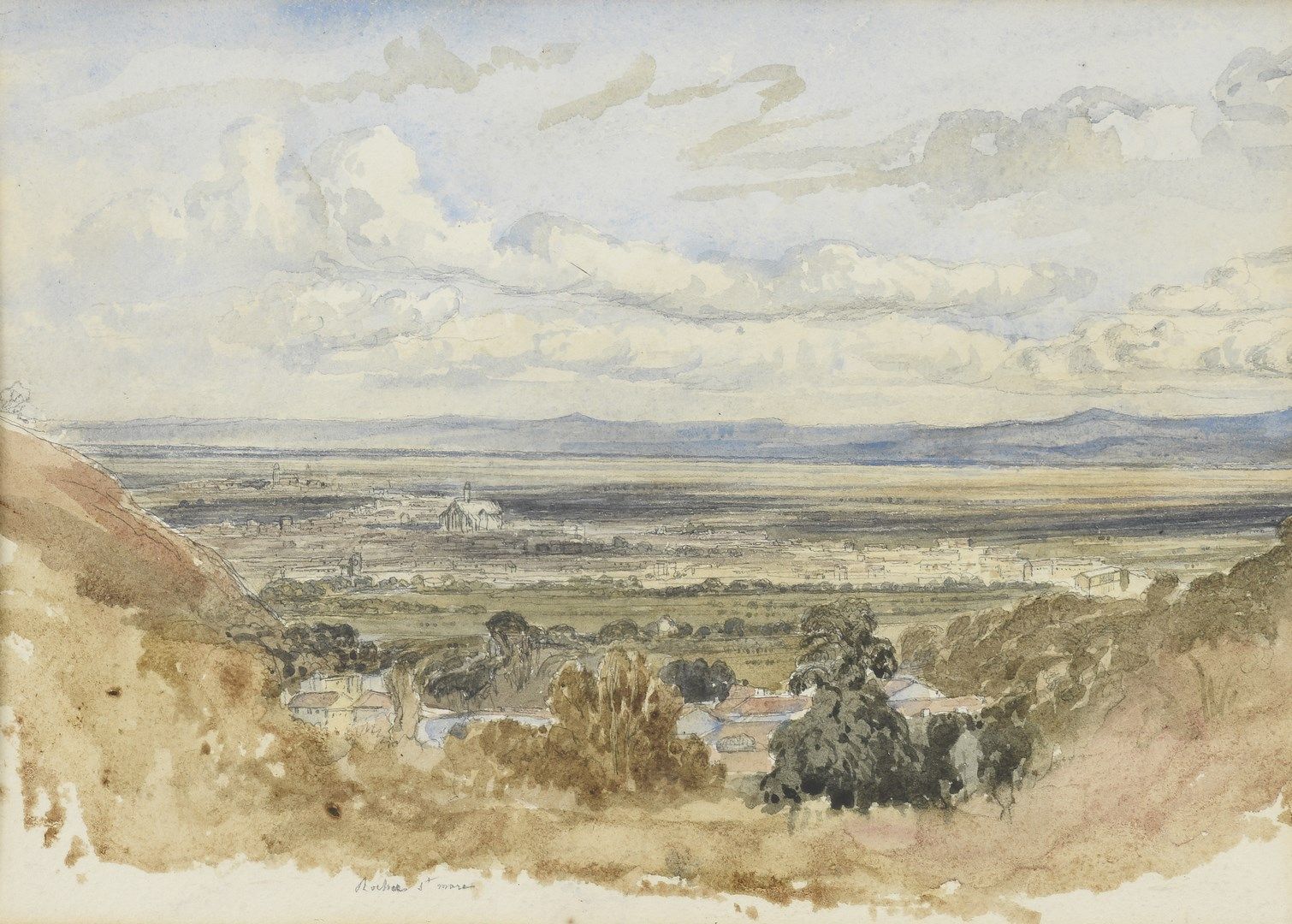 Null HUET保罗，1803-1869

克莱蒙费朗的景观

水彩画(轻微日照)

无签名，中下部有 "Rochers St Marc "的注释，背面有 "&hellip;