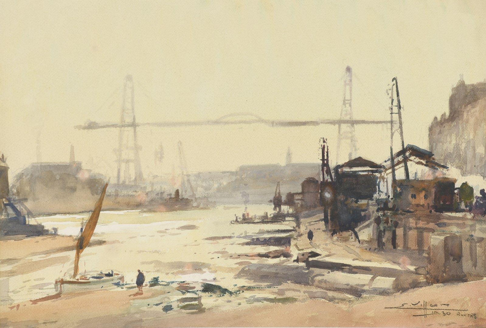 Null 维龙-尤金，1879-1951年

南特港，运输机桥，1930年

水彩画和水粉画（小模具）

右下角有签名、位置和日期，装裱的背面有工作室印章

3&hellip;