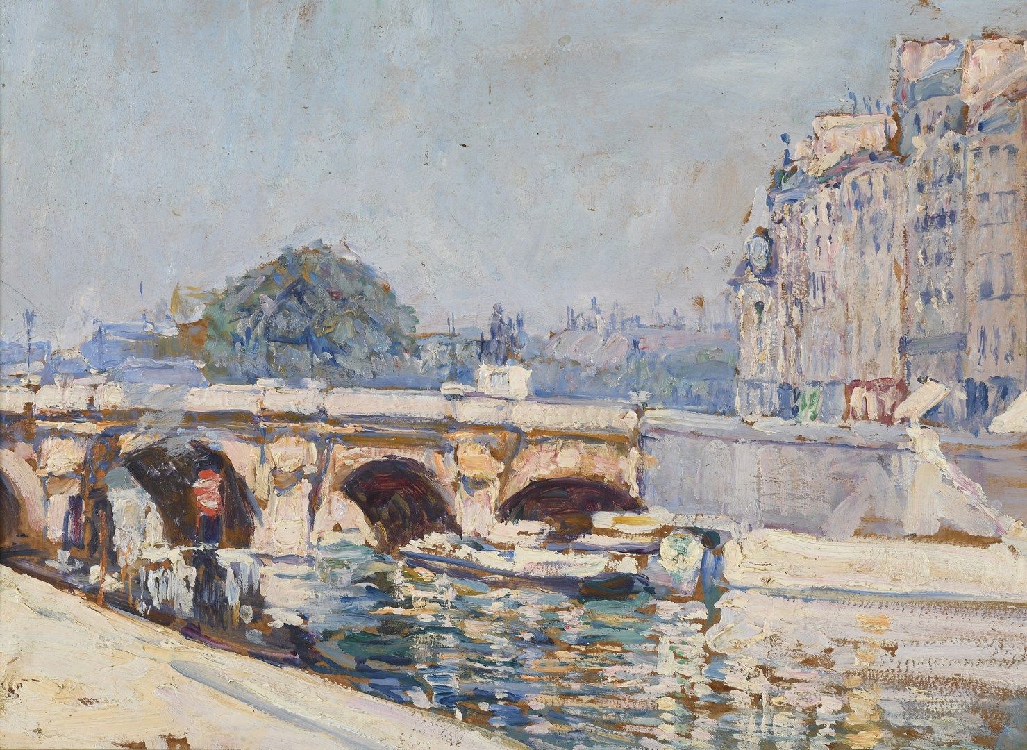 Null 罗歇-卡米尔，1894-1948

塞纳河在尼夫桥，1909年

油彩在坚固的纸板上

背面有图案和日期

30 x 40厘米
