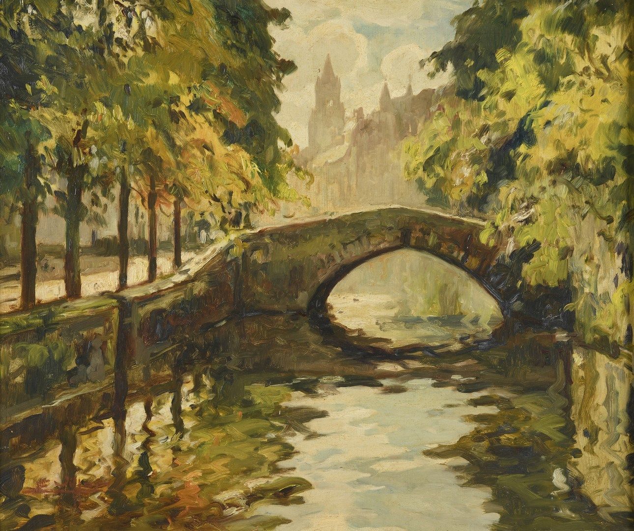 Null 维龙-欧仁，1879-1951年

布鲁日，运河

板上油彩

左下角有签名，位于背面

46 x 58 厘米