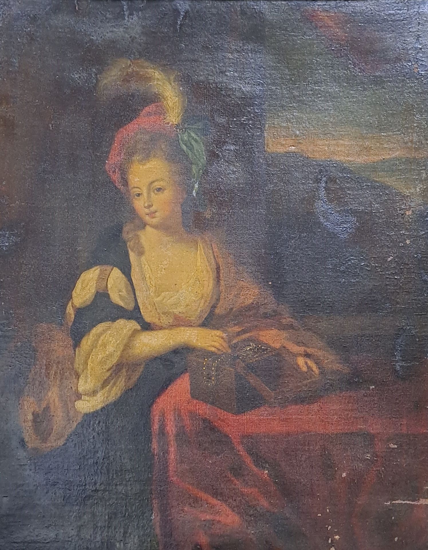 Null 库尔坦-雅克-弗朗索瓦 (Entourage de)

森斯1672 - 巴黎1752



拿着珠宝盒的年轻女子。



布面油画，粘贴在纸板上（右&hellip;