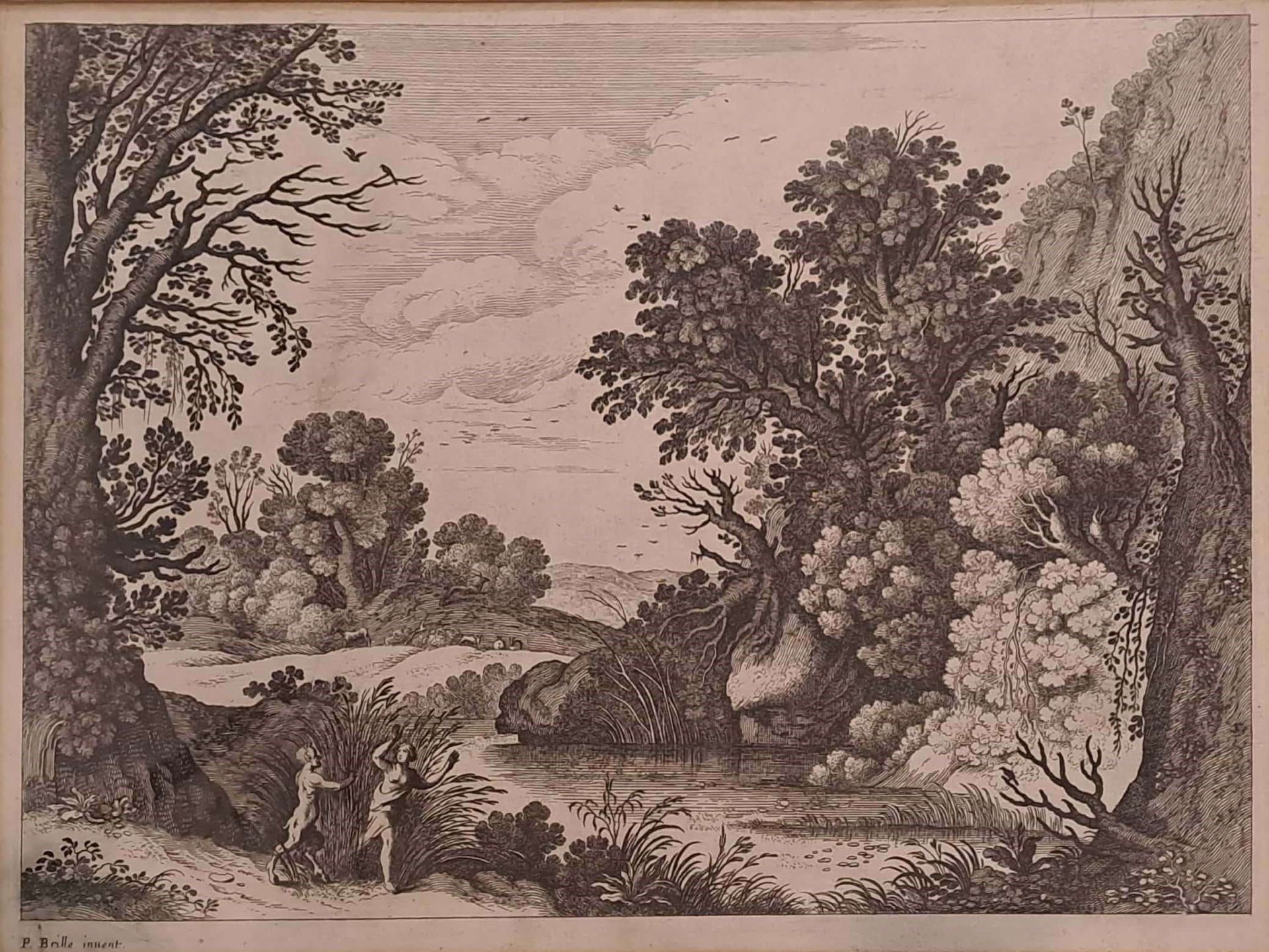 Null 保罗-布里尔(约1553/54-1626)之后

两个动画景观。

蚀刻版和錾刻版，非常好的样张略微发黄。

有框。

25,5 x 33厘米。