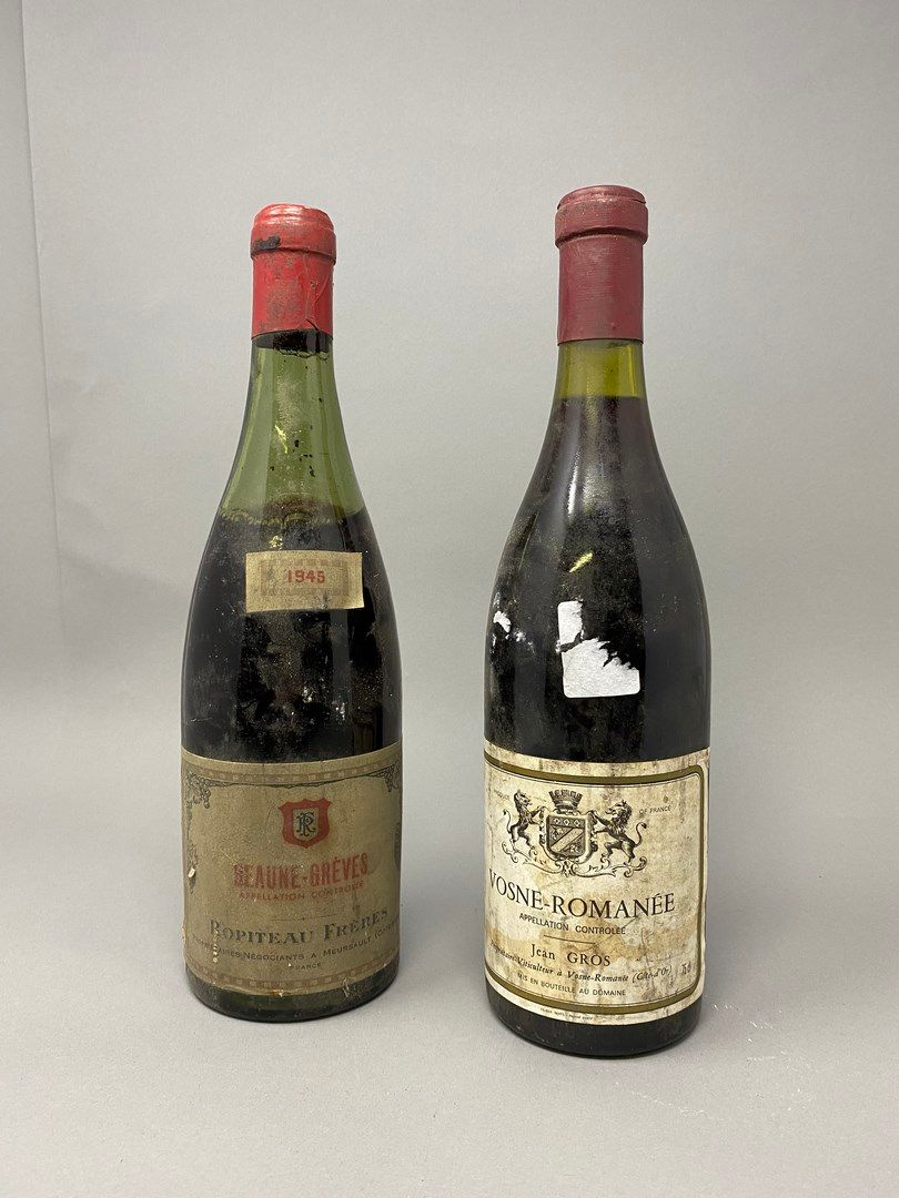 Null 2 bottiglie BOURGOGNE (1 Beaune "Grèves", Ropiteau 1945 es, MB, 1 Vosne-Rom&hellip;