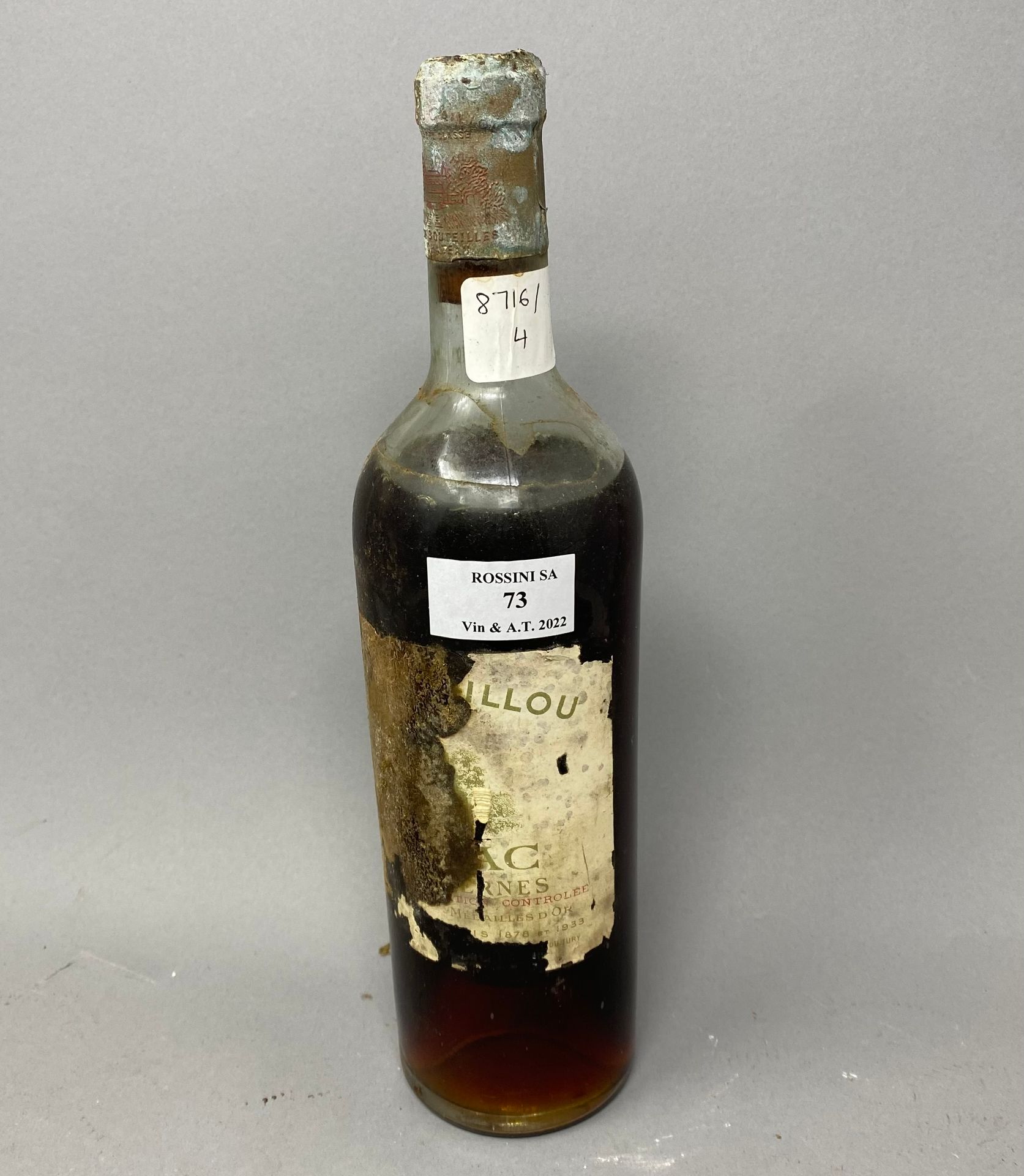 Null 1 bouteille de Chateau Caillou,, 2eeme cru Barsac 1937 etiquette abimée à l&hellip;