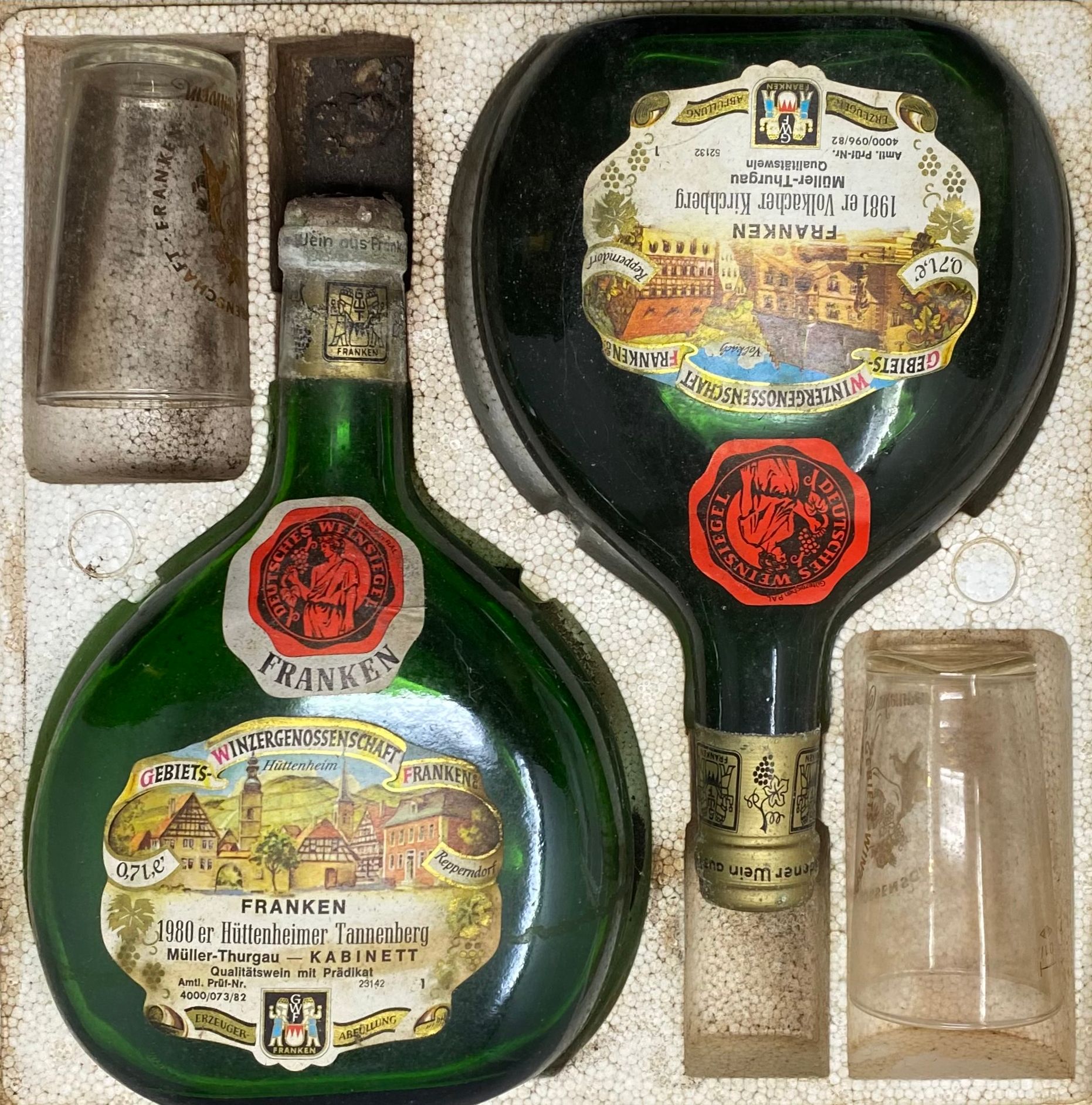 Null 2 Flaschen von der Winzergenossenschaft der Region Kitzingen, in einer Kist&hellip;