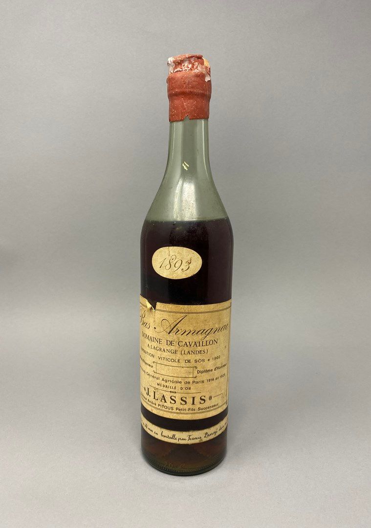 Null Eine Flasche BAS-ARMAGNAC "Domaine de Cavaillon", J. Lassis, 1893, (ela, V)