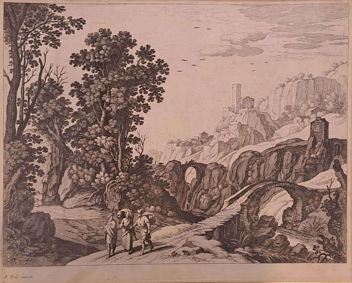 Null Paul BRIL (c.1553/54- 1626) d'après 
Deux paysages animés. 
Eau-forte burin&hellip;