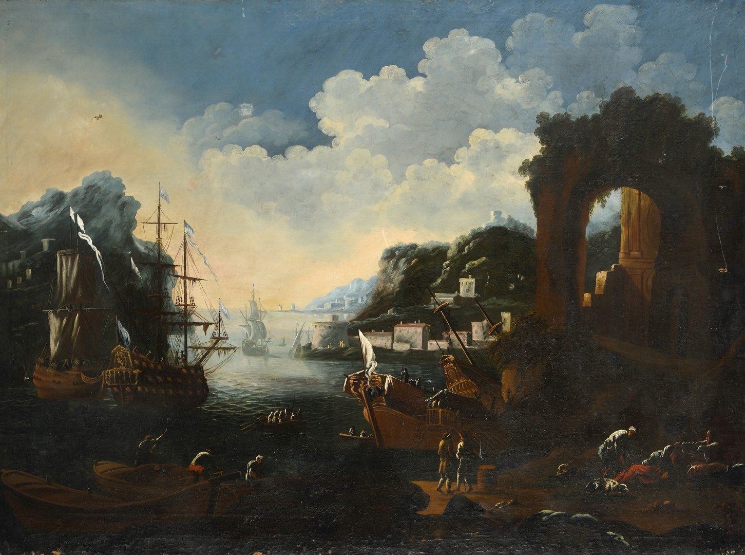 Null ITALIENISCHE SCHULE Ende des 17. Jahrhunderts 

Hafenszene mit Segelbooten,&hellip;