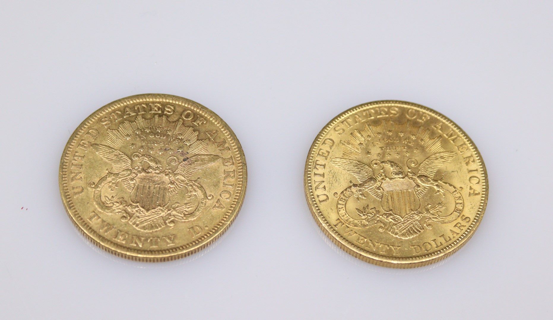 Null Lot composé de deux pièces en or de 20 dollars LIBERTY (1904 et 1873 Philad&hellip;