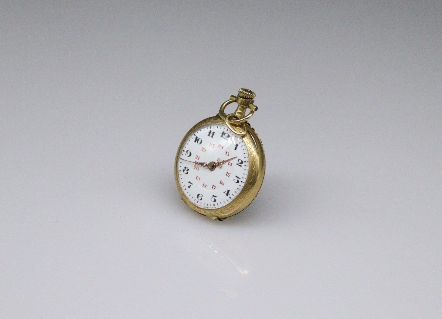 Null Reloj de cuello de oro amarillo de 18 quilates (750) con esfera de esmalte &hellip;