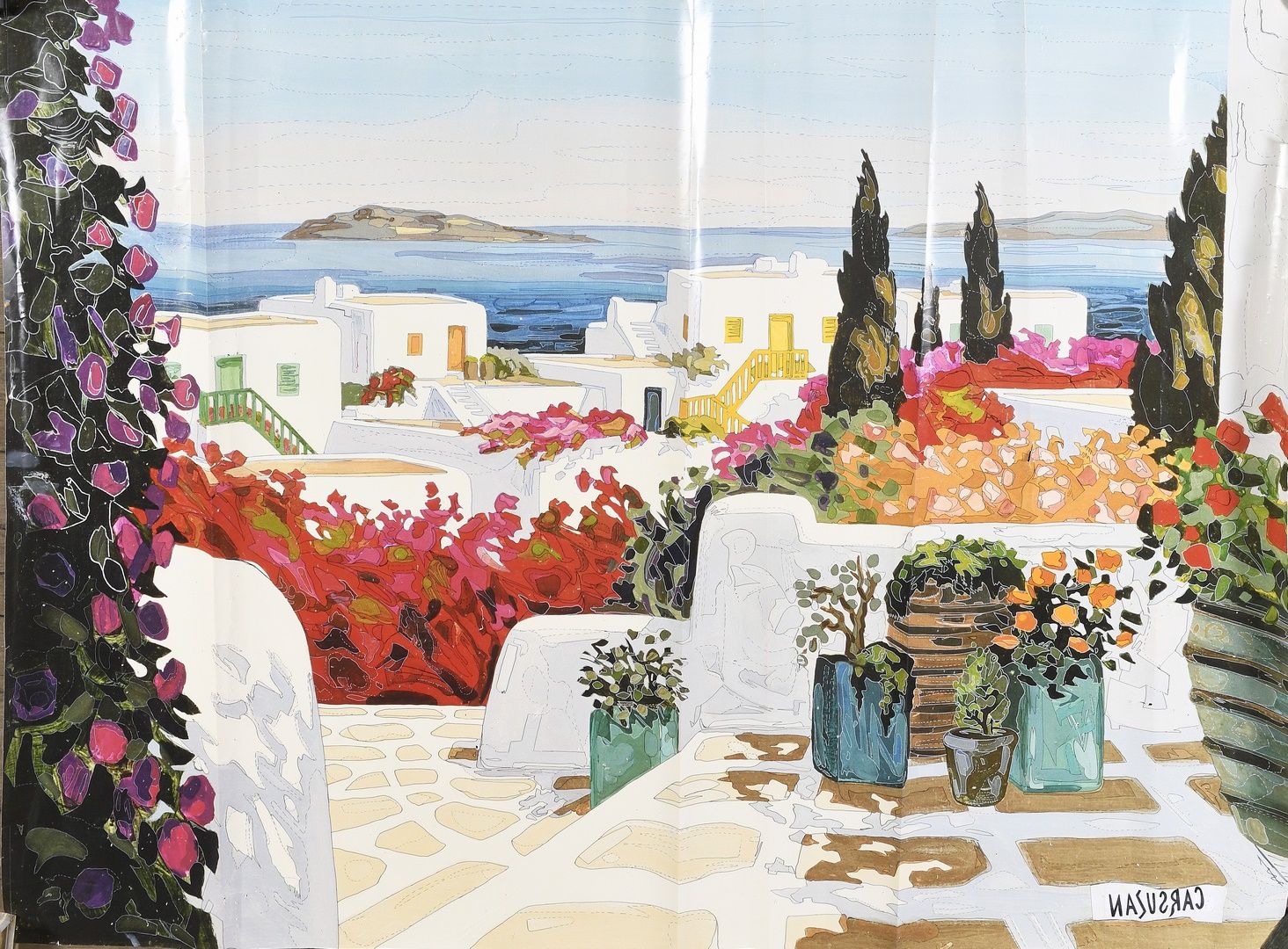 Null CARSUZAN
Terrace in Mykonos
Carton for the Aubusson tapestry, Jacques Fadat&hellip;