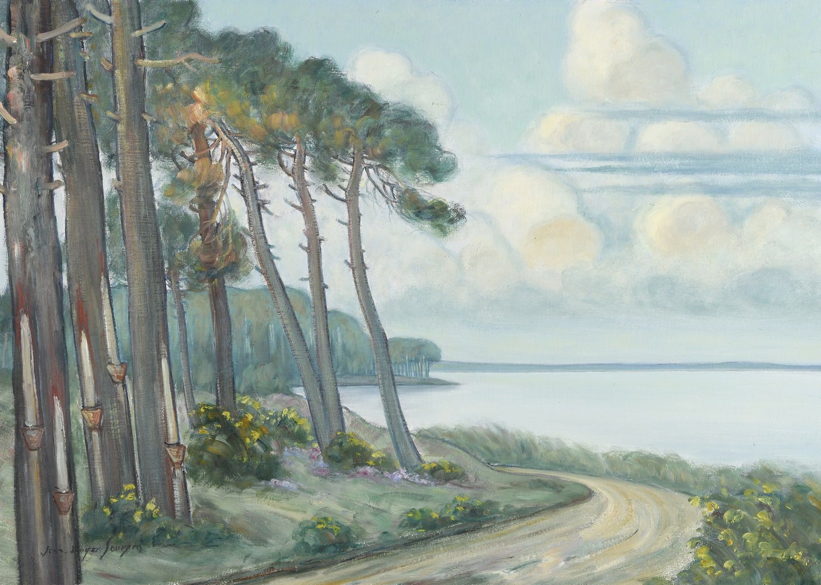 Null SOURGEN Jean Roger, 1883-1978年
湖上的松树
板面油画
左下角有签名
65 x 92 cm

来源：港口画廊，卡布勒顿，1&hellip;