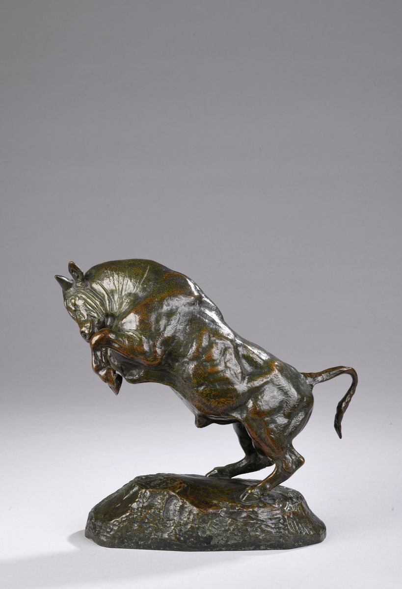 Null BARYE Antoine Louis, 1796-1875
Toro rampante
bronzo con patina marrone-verd&hellip;