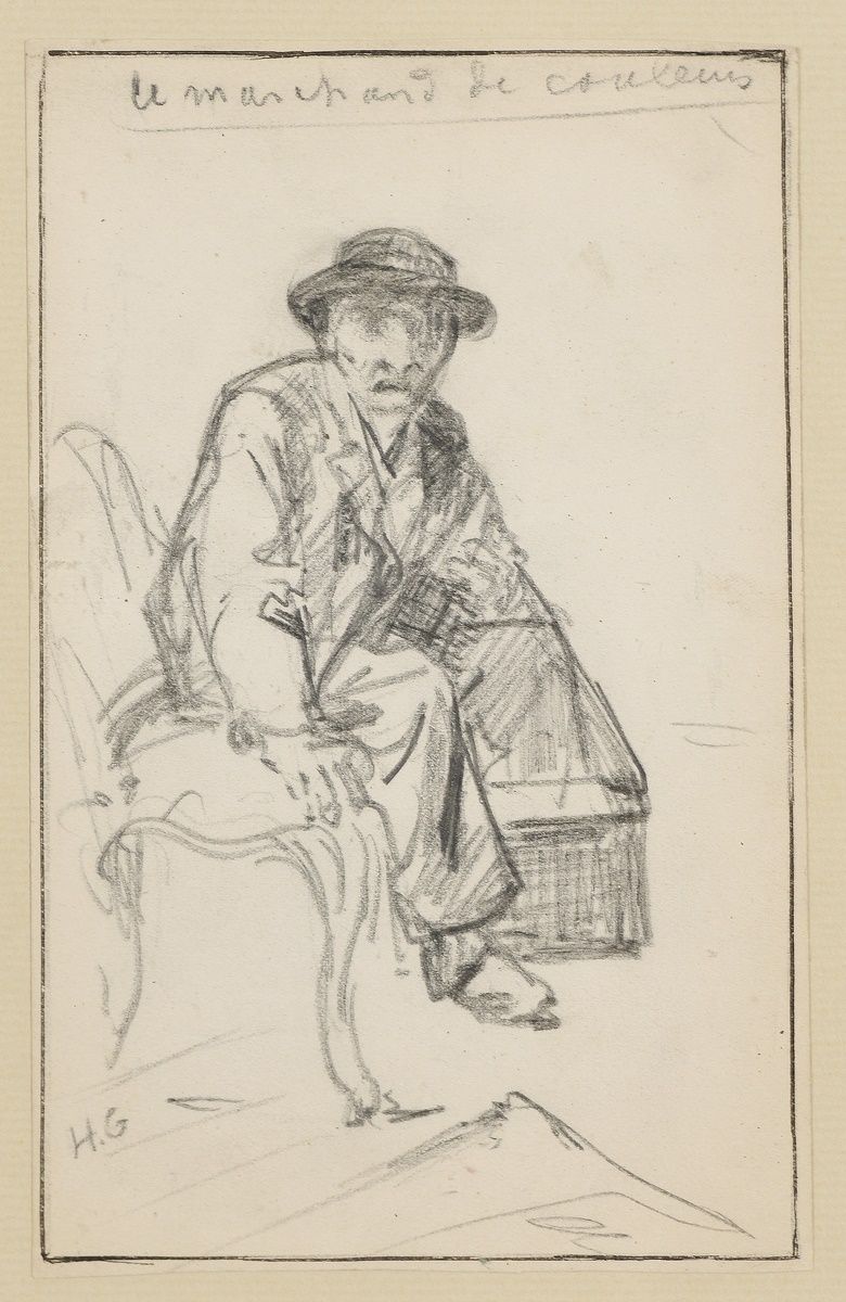 Null GERVEX Henri, 1852-1929
彩色商人
画在衬纸上的石墨
左下方有签名，标题在顶部
16 x 10 cm