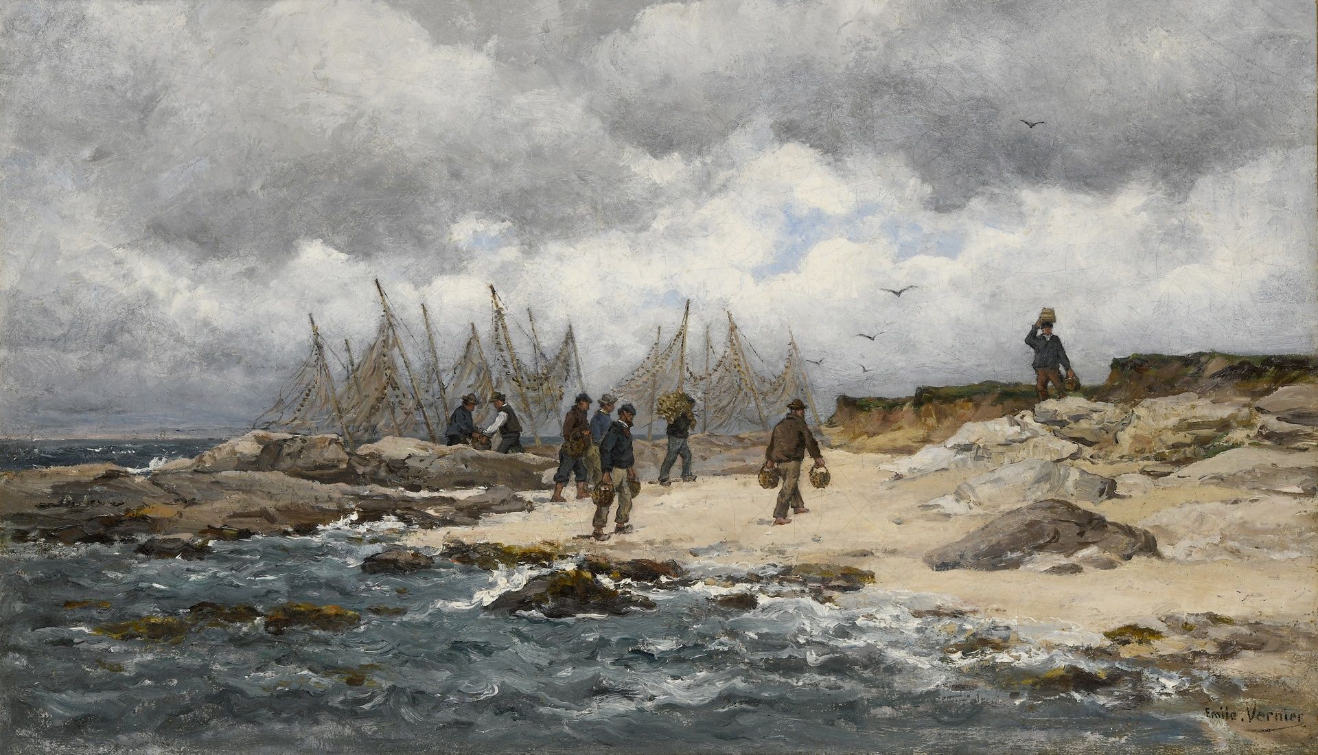 Null VERNIER Émile, 1829-1887
Le retour des pêcheurs sur la grève
huile sur toil&hellip;
