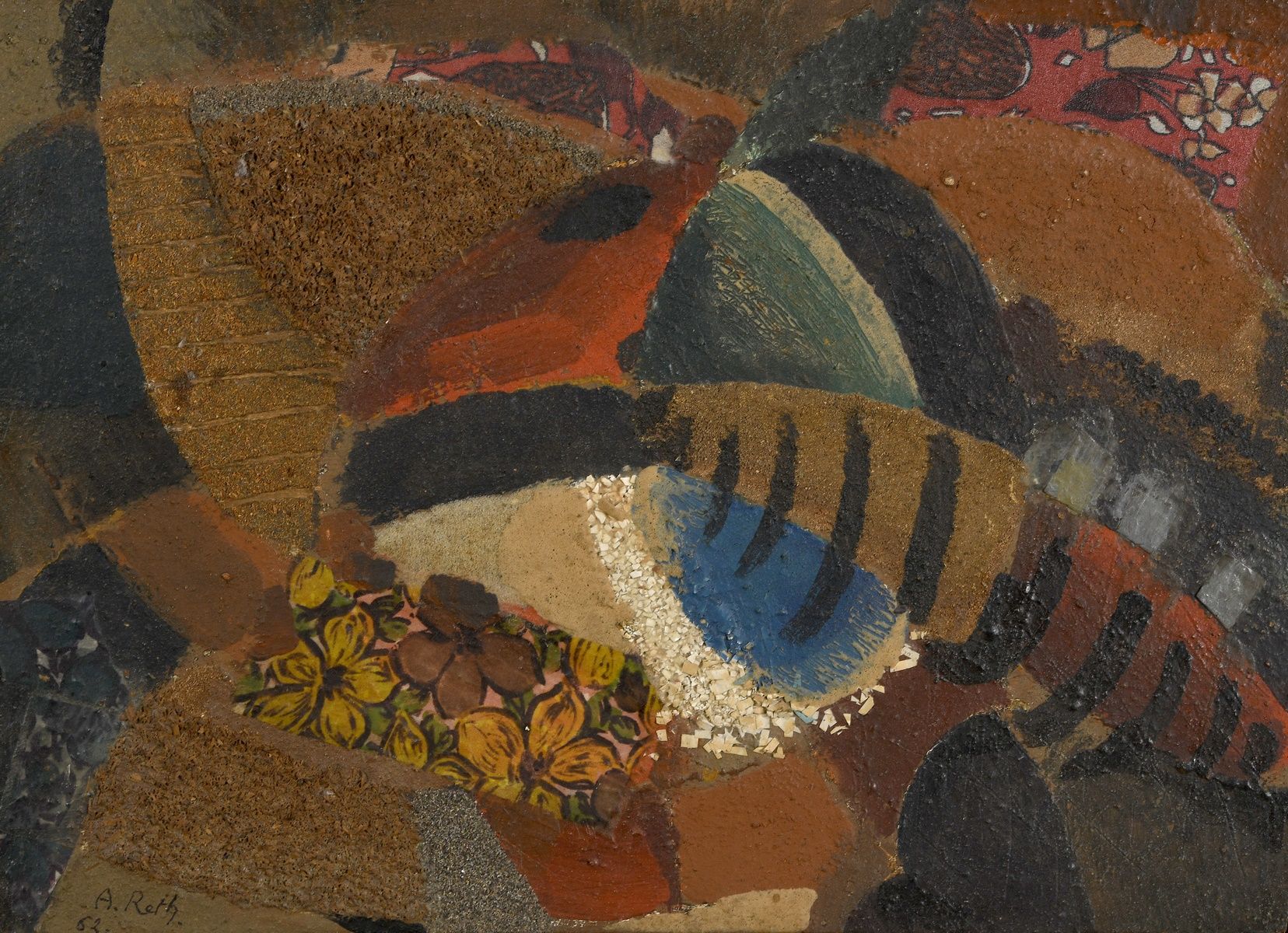 Null RETH Alfred, 1884-1966
无题》，1962年
混合媒体，绘画和拼贴的材料和织物在面板上
左下角有签名和日期
33,5 x 46厘米&hellip;