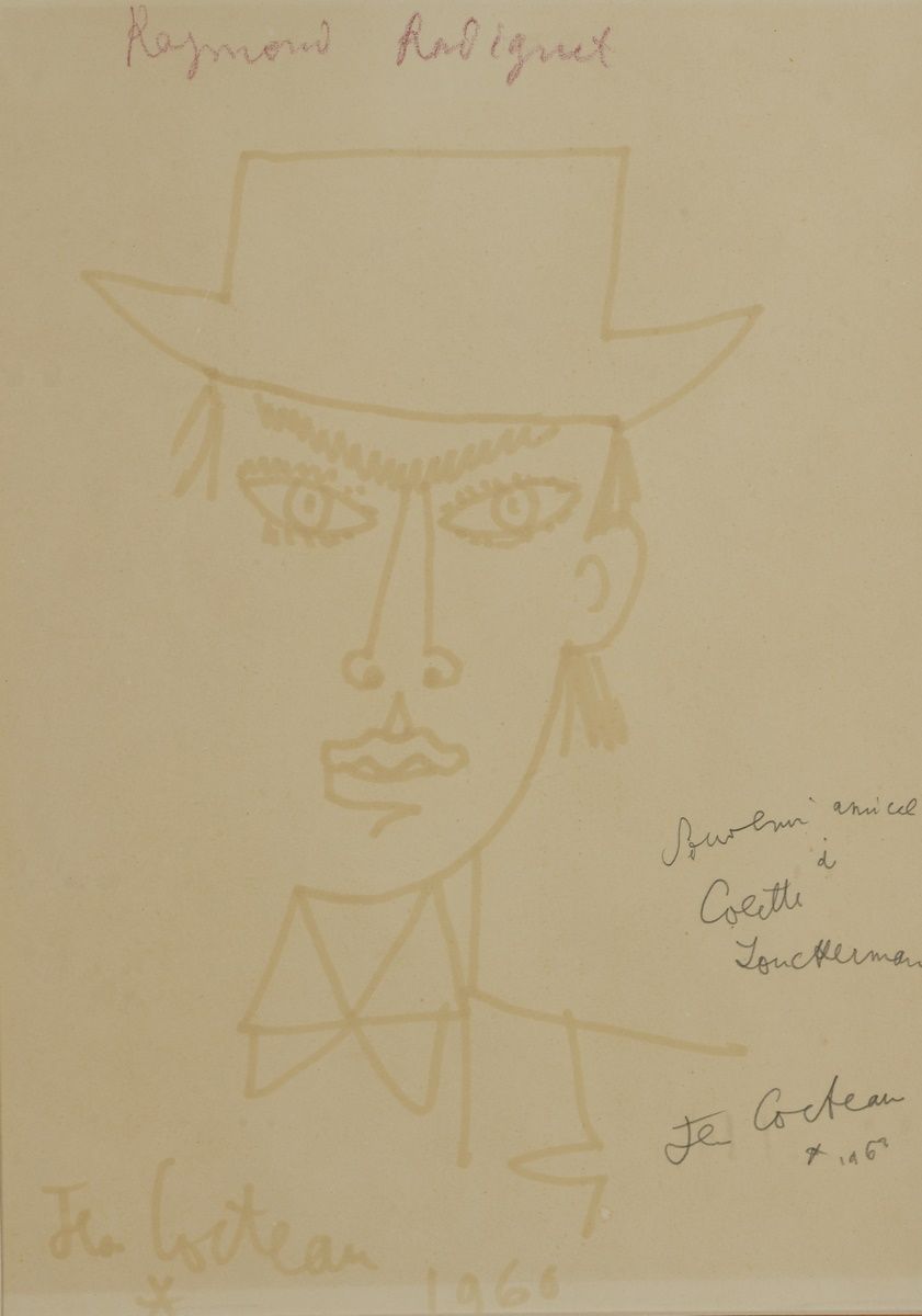 Null 科克托-让, 1889-1963年
雷蒙德-拉迪盖的肖像，1960年
黄色记号笔画在纸上（日照）。
左下方有签名：Jean Cocteau 1960，&hellip;