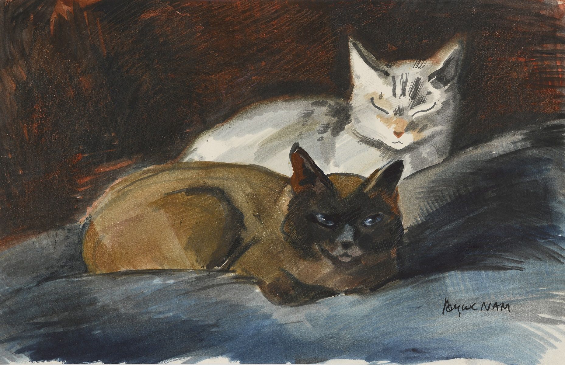 Null NAM Jacques, 1881-1974
Zwei Katzen
Gouache auf Papier
unten rechts signiert&hellip;