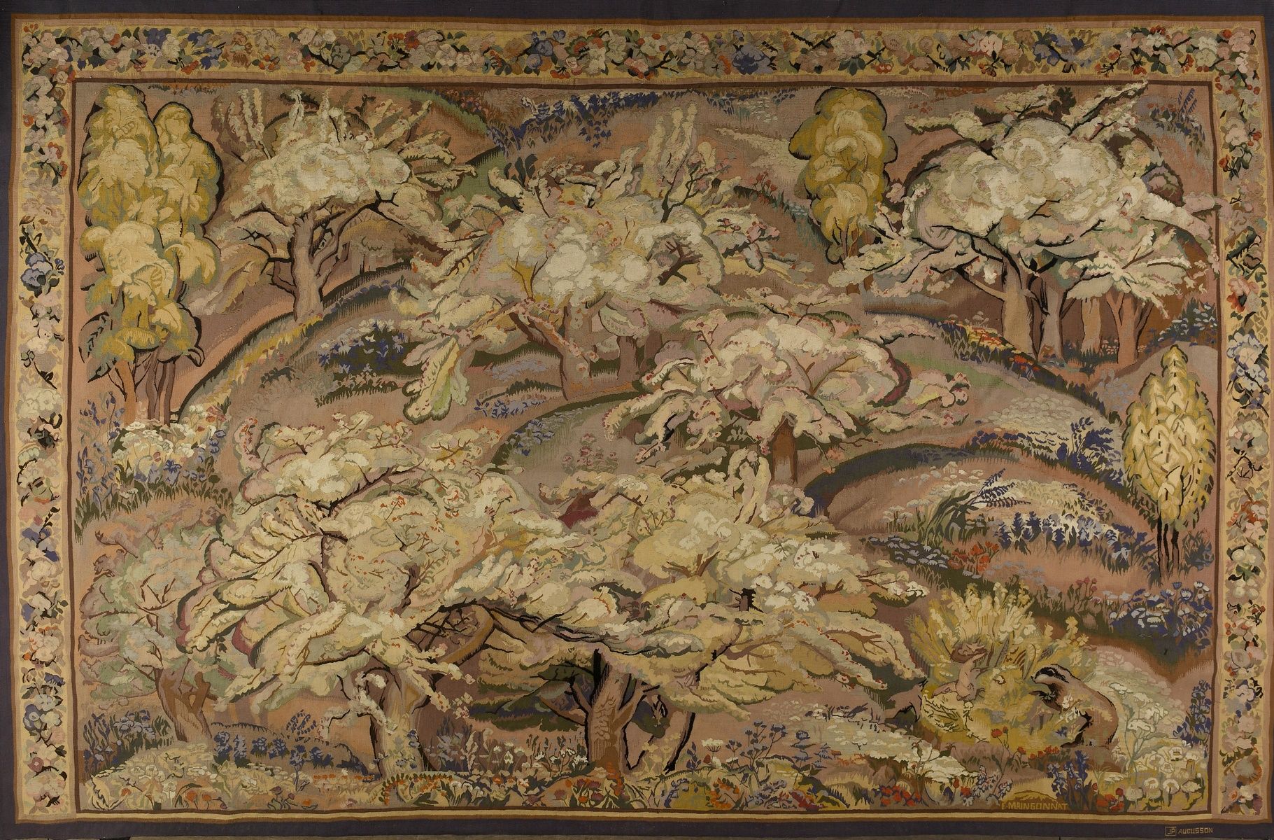Null MAINGONNAT Élie, 1892-1966
有树的风景
奥布松挂毯（有少量磨损痕迹）
框架右下方：E MAINGONNAT和JP AUBUS&hellip;