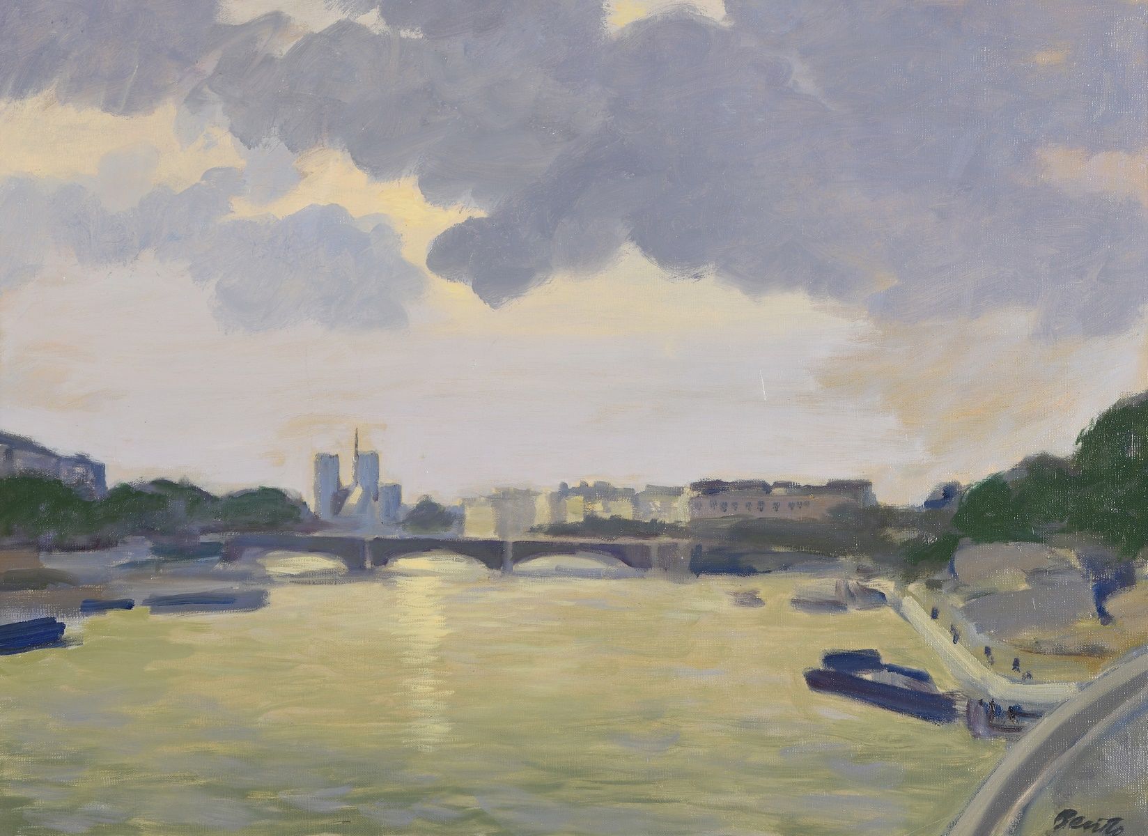 Null 贝尼托-爱德华，1891-1983年
塞纳河和圣母院
布面油画
右下角有签名
54 x 73 cm