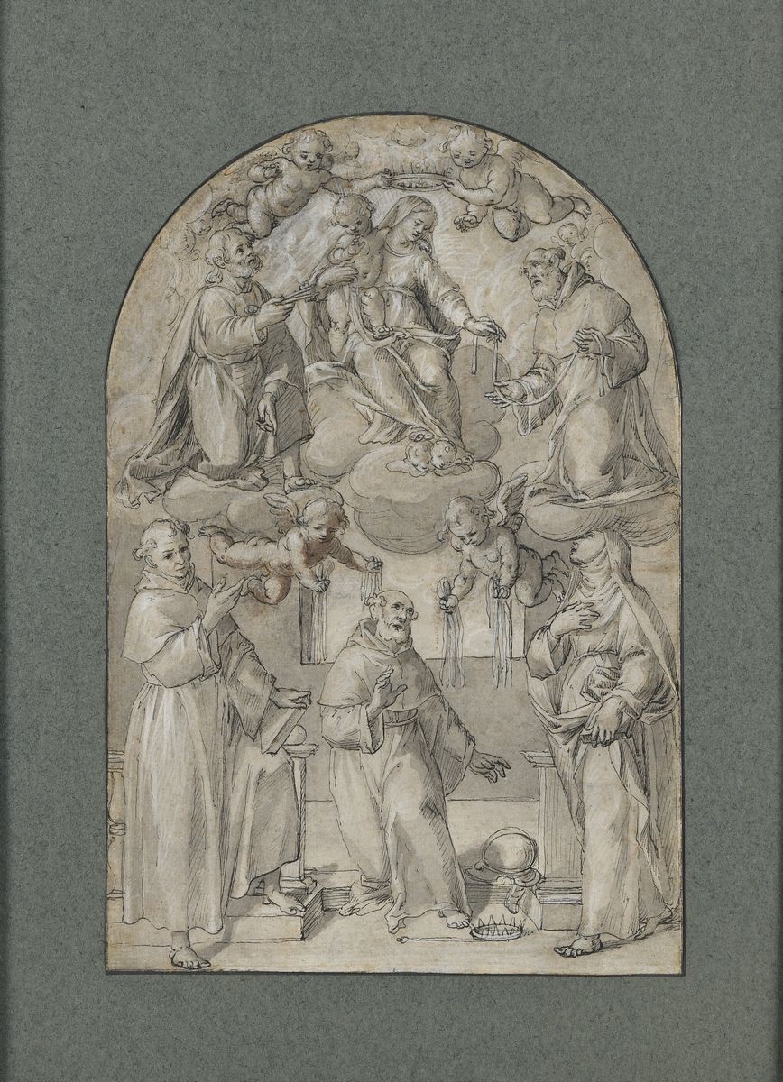 Null 安东尼奥-维维亚尼，又名Il Sordo d'Urbino（归属）。 
乌尔比诺 1560 - 同上；1620

圣母和孩子把她的腰带交给圣徒。 

&hellip;