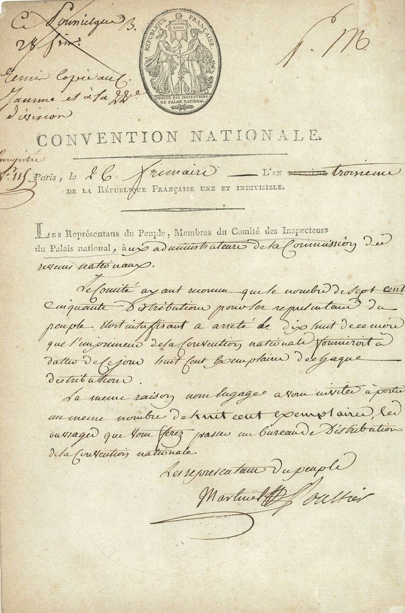 Null 约瑟夫-马里-菲利普-马蒂内尔(1762-1853)公约(德隆)。由François-Martin POULTIER (1753-1827)共同签署的&hellip;