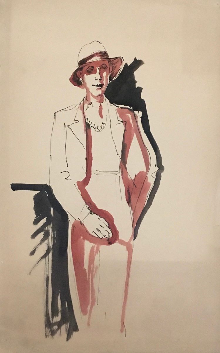 Null 佚名 
纸上水墨画，马塞尔-艾梅的肖像，约1950年。 
46 x 28 cm