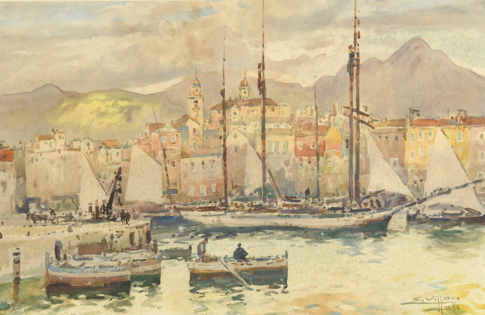 Null VILLON Eugène, 1879-1951
Le port de Palerme, 1936
aquarelle, signée en bas &hellip;