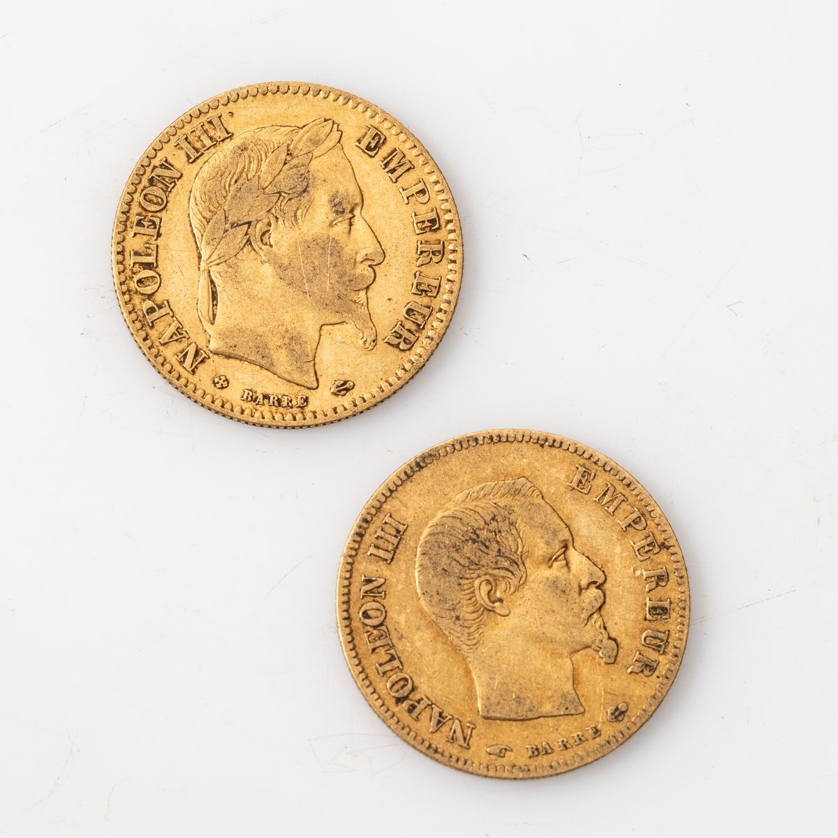 Null Due monete d'oro da 10 franchi di Napoleone III a testa nuda (1857, A, fort&hellip;