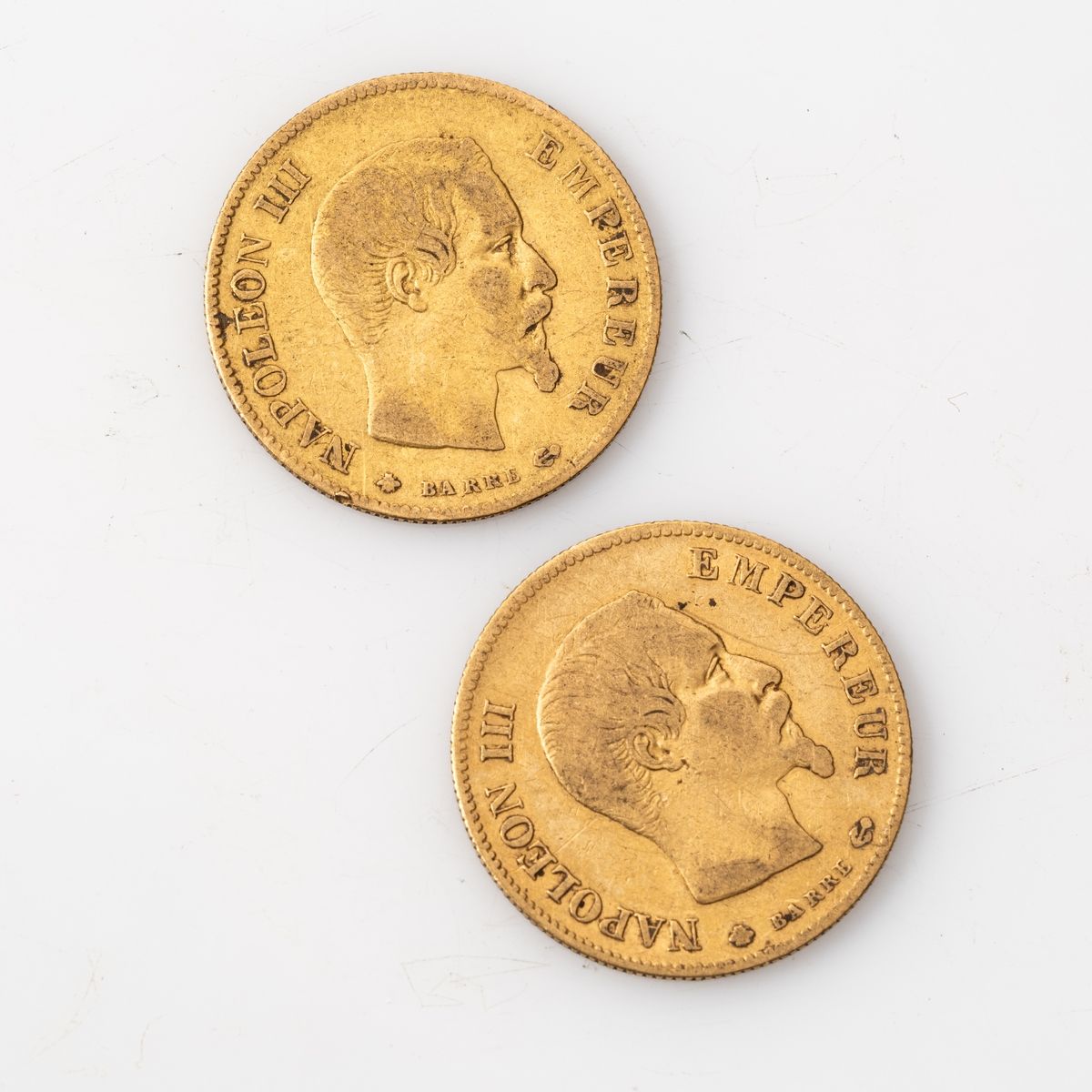 Null Deux pièces en or de 10 Francs Napoléon III têtre nue (1859, BB ; 1860, BB)&hellip;