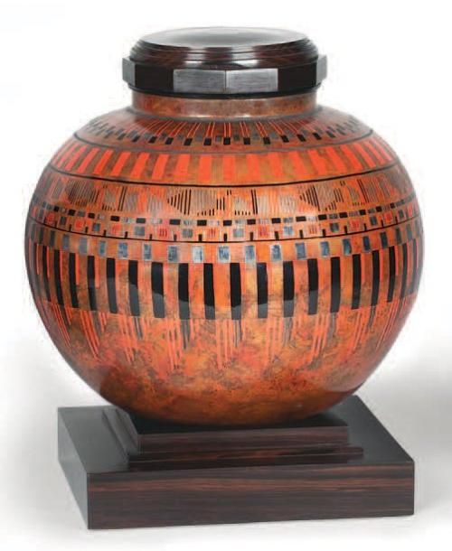 Jean DUNAND (1877-1942) Vase sphérique en dinanderie de cuivre à col annelé à jo&hellip;