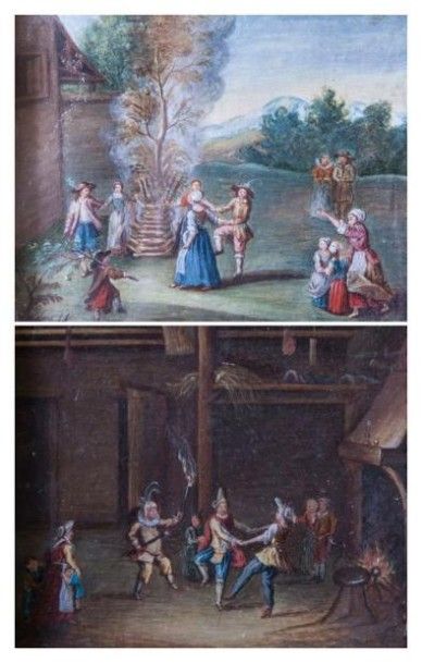 Ecole Flamande du XVIIIe siècle 1 - La danse villageoise autour de l'arbre de Ma&hellip;