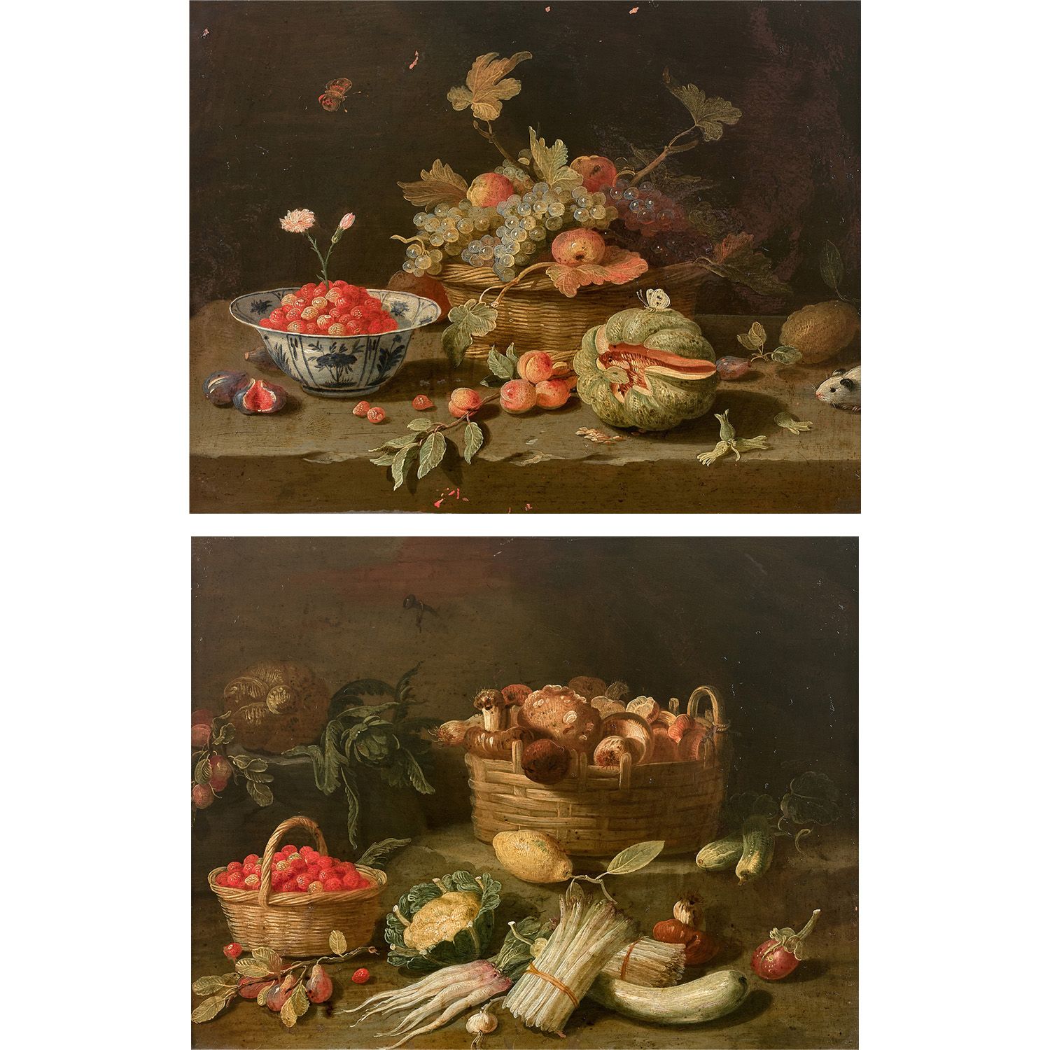 Null 年轻的扬-范-凯瑟尔（1660年后-1750年以前活动）
花瓶里的水果、甜瓜、无花果和草莓
花篮里的蘑菇、朝鲜蓟、花椰菜和草莓
一对铜币
花瓶里的水果&hellip;
