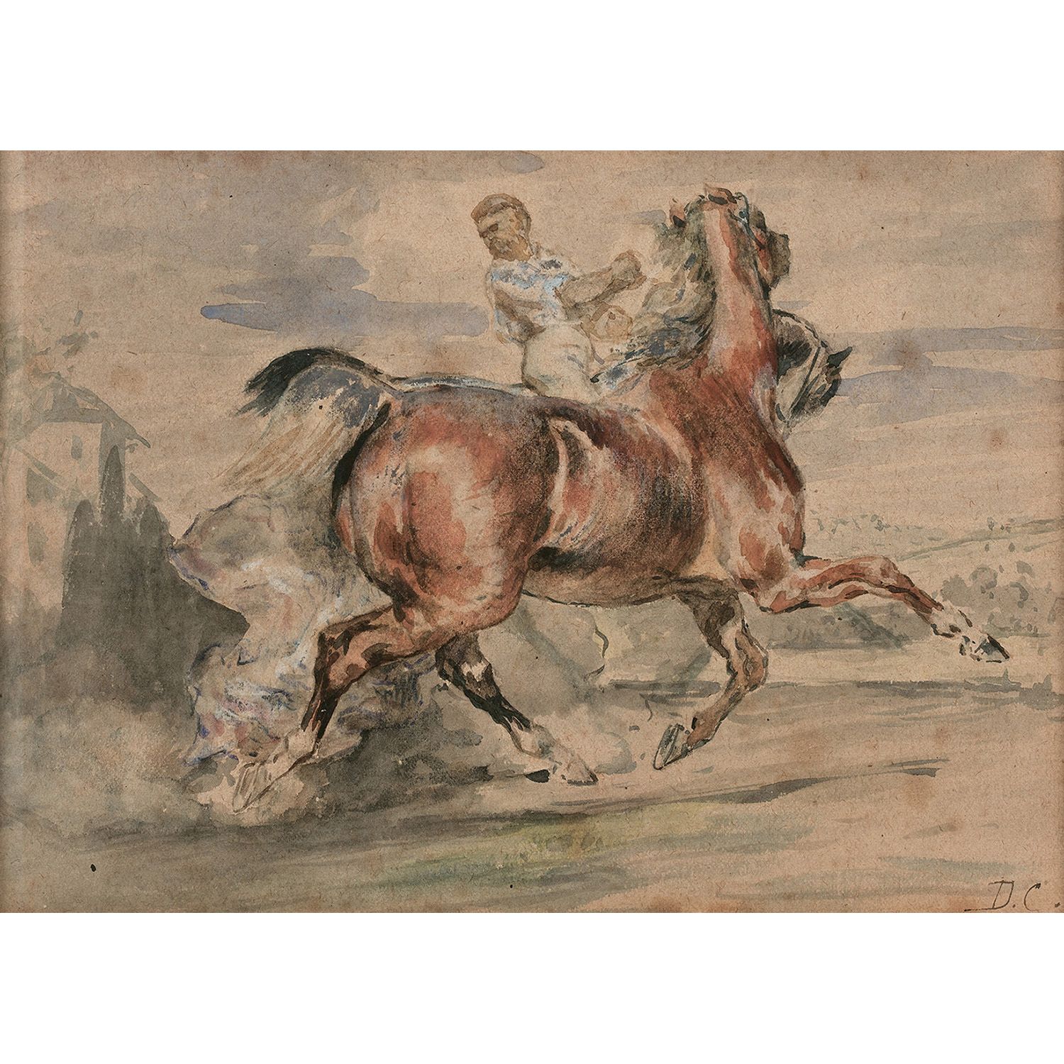 Null ALEXANDRE GABRIEL DECAMPS (1803-1860)
LAD ET SES CHEVAUX
Watercolor and whi&hellip;