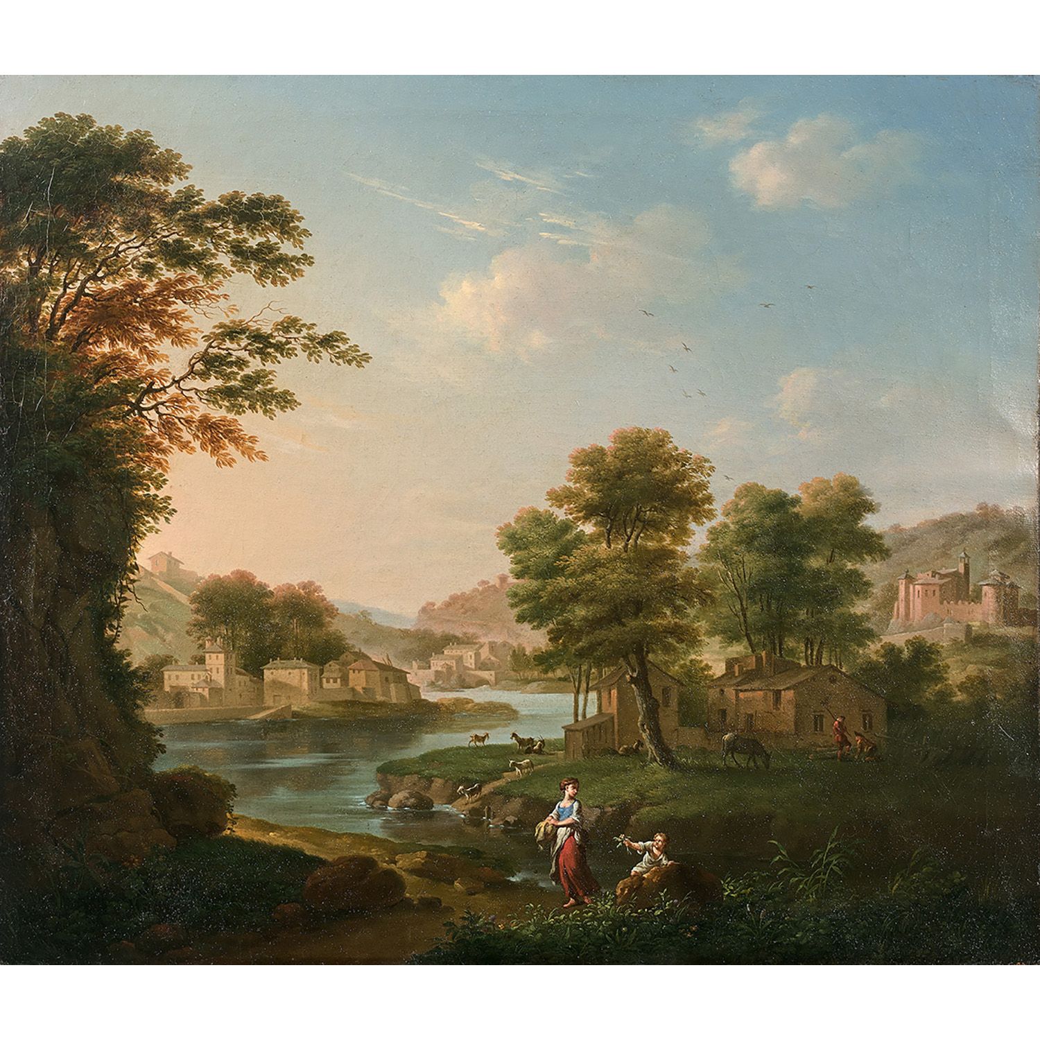 Null 法国学校CIRCUS 1780
PAYSAGE AVEC DES BAIGNEUSES
在其原始画布和担架上
不带画框
法国学校约1780年，风景与浴&hellip;