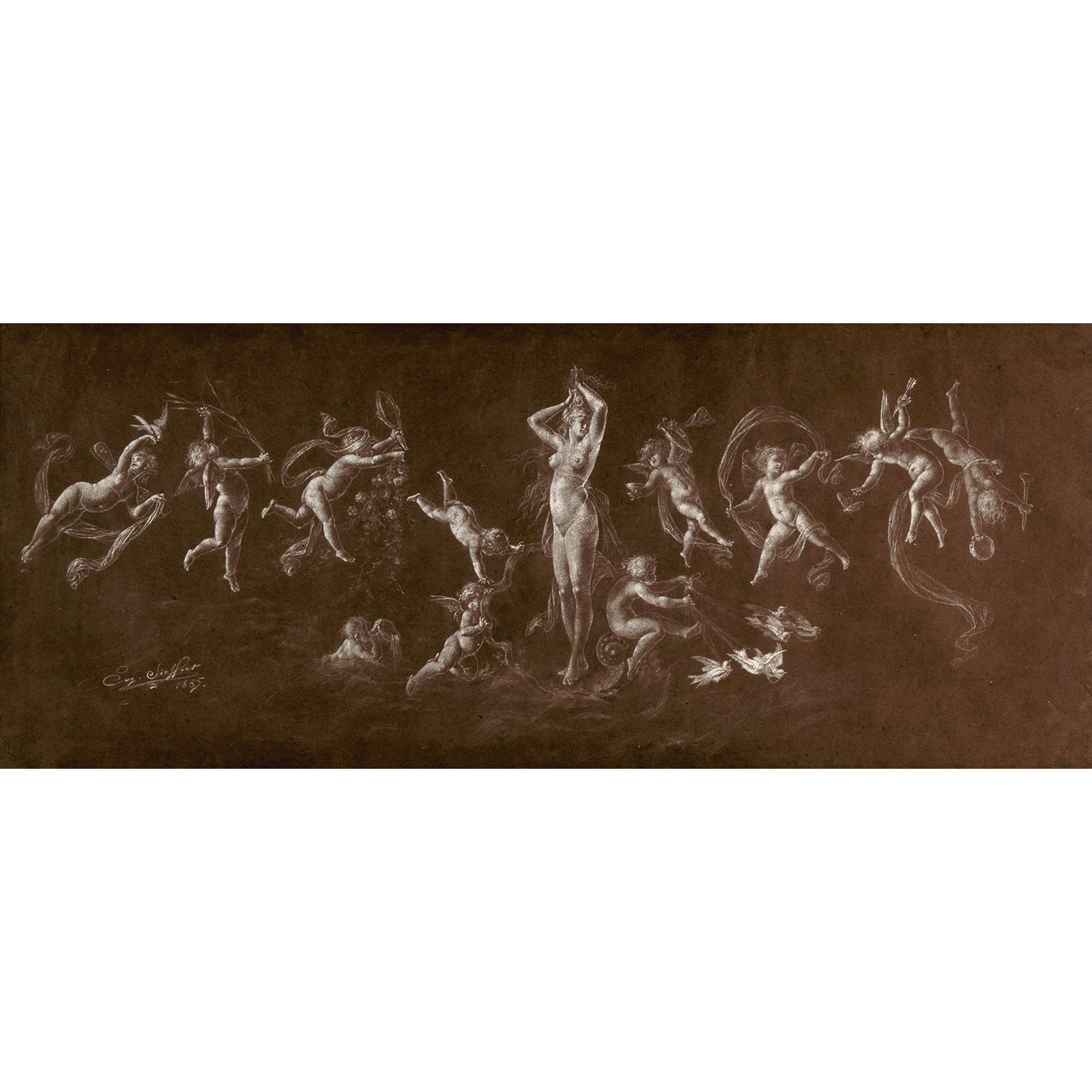 Null 尤金-西弗特（活跃于1868年至1882年）。

金星和恋人

水纸上的白色粉笔

左下方有签名，日期为1855年

缺失、修复后的撕裂和小事故

维&hellip;