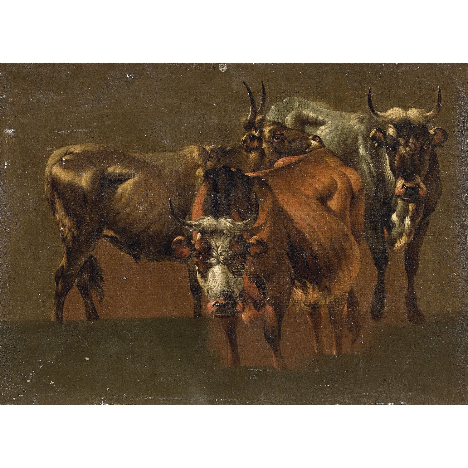 Null 1800年左右的荷兰学校，尼古拉斯-贝勒赫姆的追随者

对牛的研究

裱在画布上的纸

无框架

约1800年的荷兰学校，Nicolas Berche&hellip;